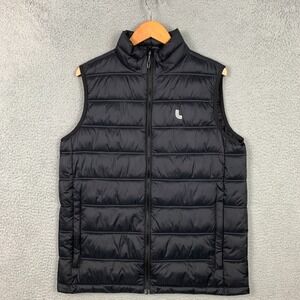 Lole Puffer Vest Men's Large Black Full‎ Zip Duck Down Sleeveless Quilted Winter